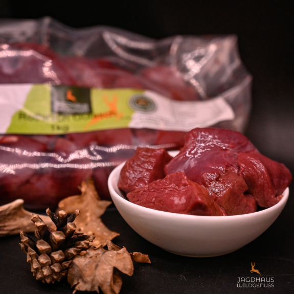 Hirsch Gulasch, roh 1kg