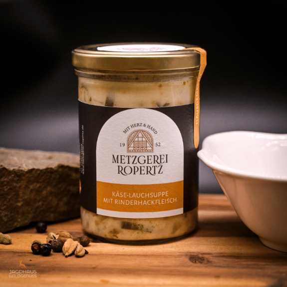 Käse-Lauchsuppe mit Rinderhackfleisch, Metzgerei Ropertz