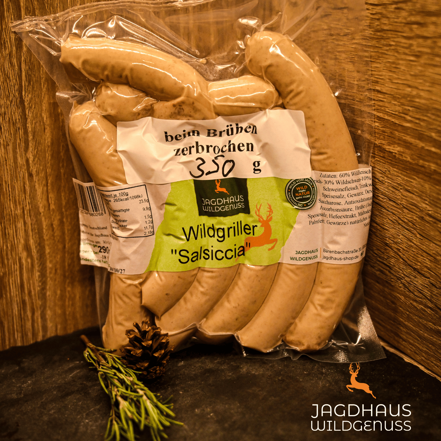 Wildbratwurst Salsiccia, 350g Bruchware
