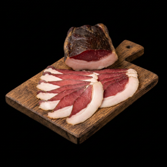 Schwarzes Gold – Geräucherter Schinken aus dem Wildschweinrücken