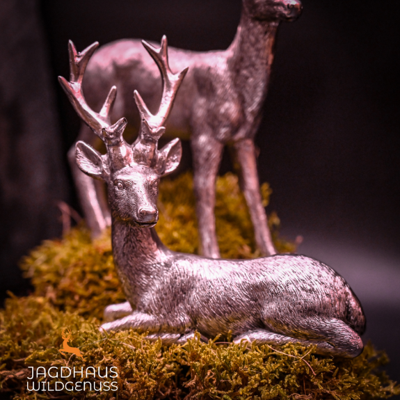 Deko Figur "Reh & Hirsch" 2er Set silber