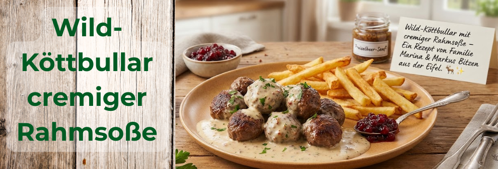 Wild-Kttbullar mit cremiger Rahmsoe