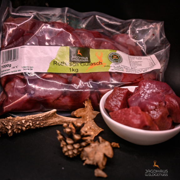 Hirsch Gulasch, roh 1kg